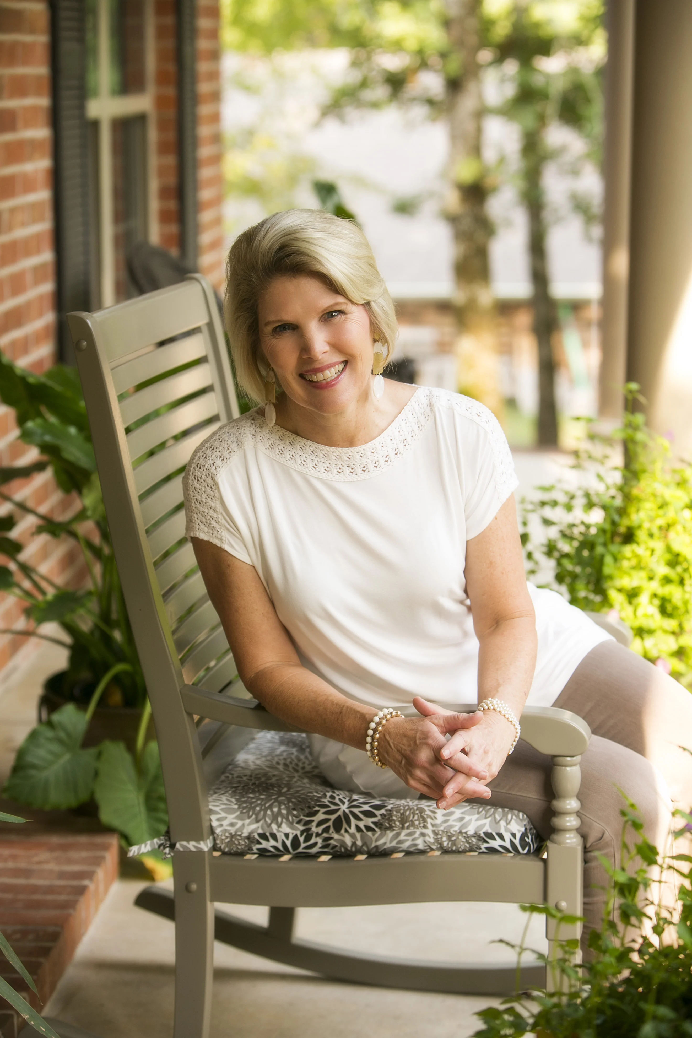 Gayla Grace in a rocking chair